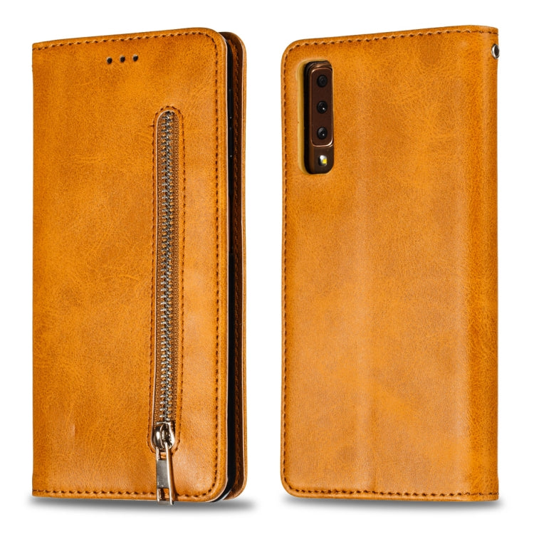 Calf Texture Zipper Magnetic Horizontal Flip Leather Case for Galaxy A7 (2018), with Wallet & Holder & Card Slots