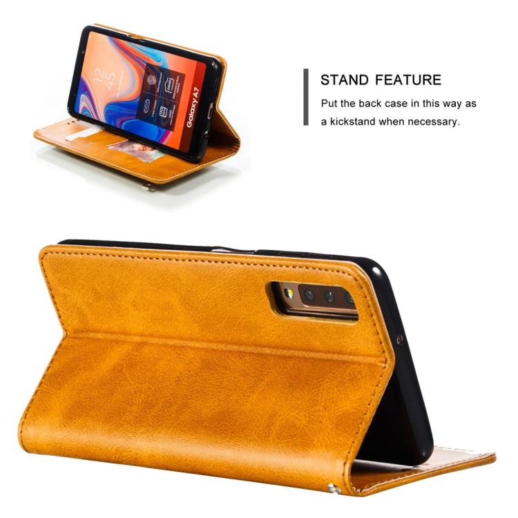 Calf Texture Zipper Magnetic Horizontal Flip Leather Case for Galaxy A7 (2018), with Wallet & Holder & Card Slots