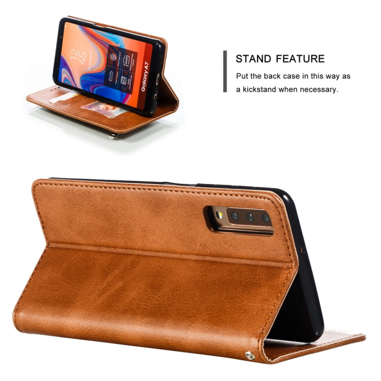 Calf Texture Zipper Magnetic Horizontal Flip Leather Case for Galaxy A7 (2018), with Wallet & Holder & Card Slots