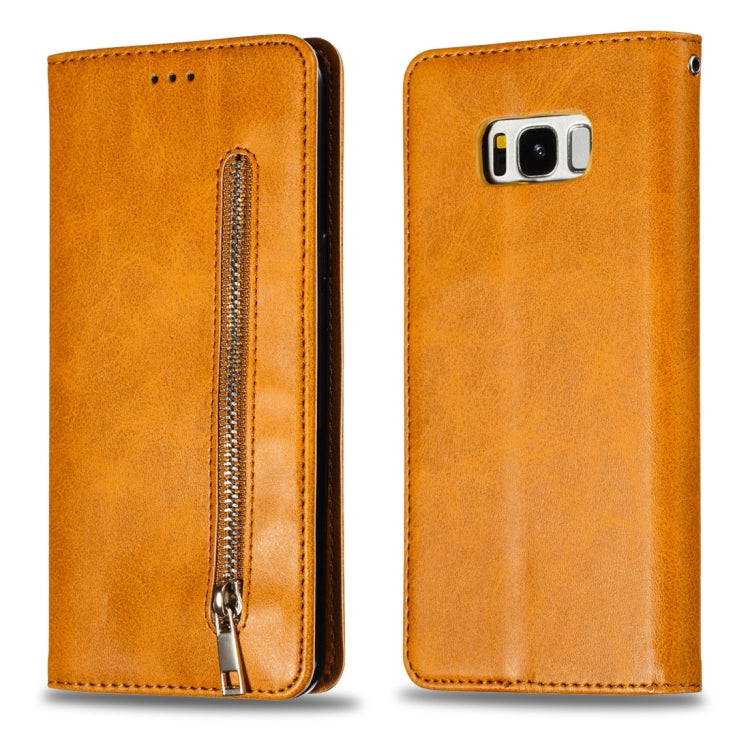 Calf Texture Zipper Magnetic Horizontal Flip Leather Case for Galaxy S8+, with Wallet & Holder & Card Slots