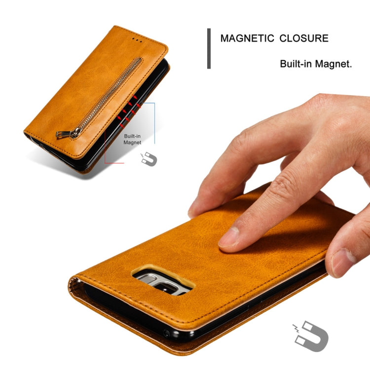 Calf Texture Zipper Magnetic Horizontal Flip Leather Case for Galaxy S8+, with Wallet & Holder & Card Slots