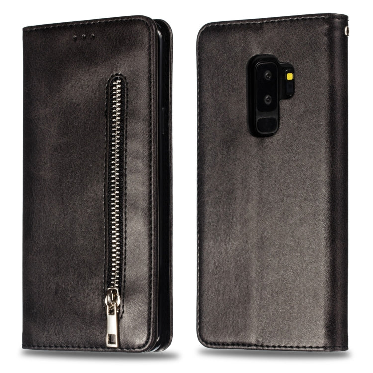 Calf Texture Zipper Magnetic Horizontal Flip Leather Case for Galaxy S9+, with Wallet & Holder & Card Slots