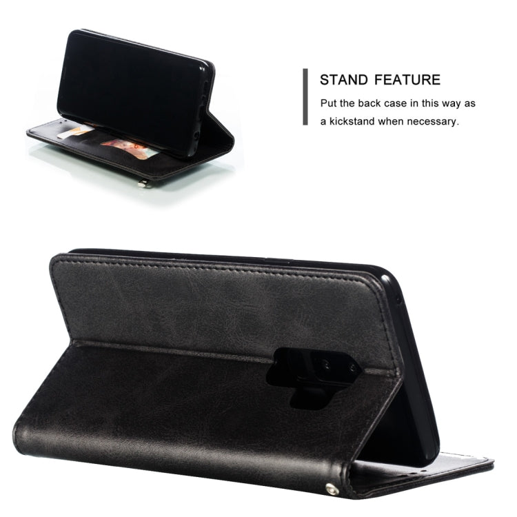 Calf Texture Zipper Magnetic Horizontal Flip Leather Case for Galaxy S9+, with Wallet & Holder & Card Slots