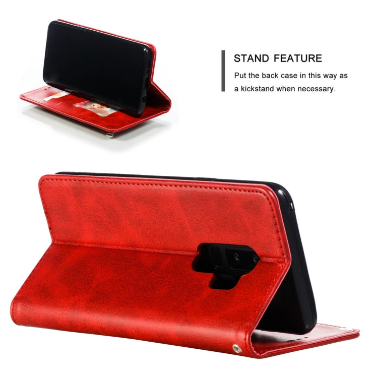Calf Texture Zipper Magnetic Horizontal Flip Leather Case for Galaxy S9+, with Wallet & Holder & Card Slots