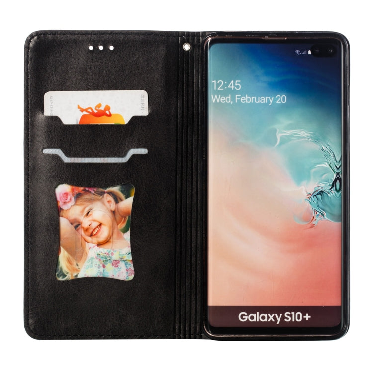 Calf Texture Zipper Magnetic Horizontal Flip Leather Case for Galaxy S10+, with Wallet & Holder & Card Slots
