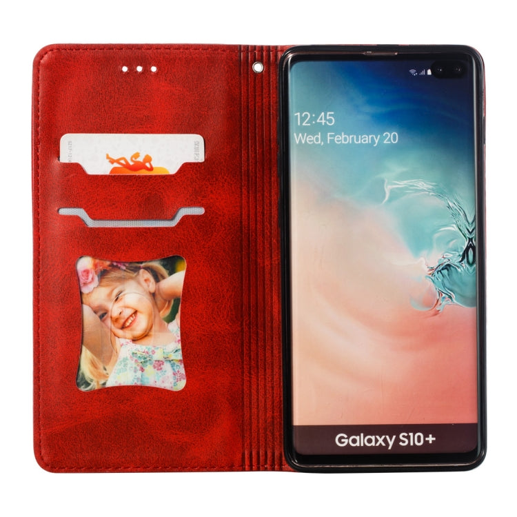 Calf Texture Zipper Magnetic Horizontal Flip Leather Case for Galaxy S10+, with Wallet & Holder & Card Slots
