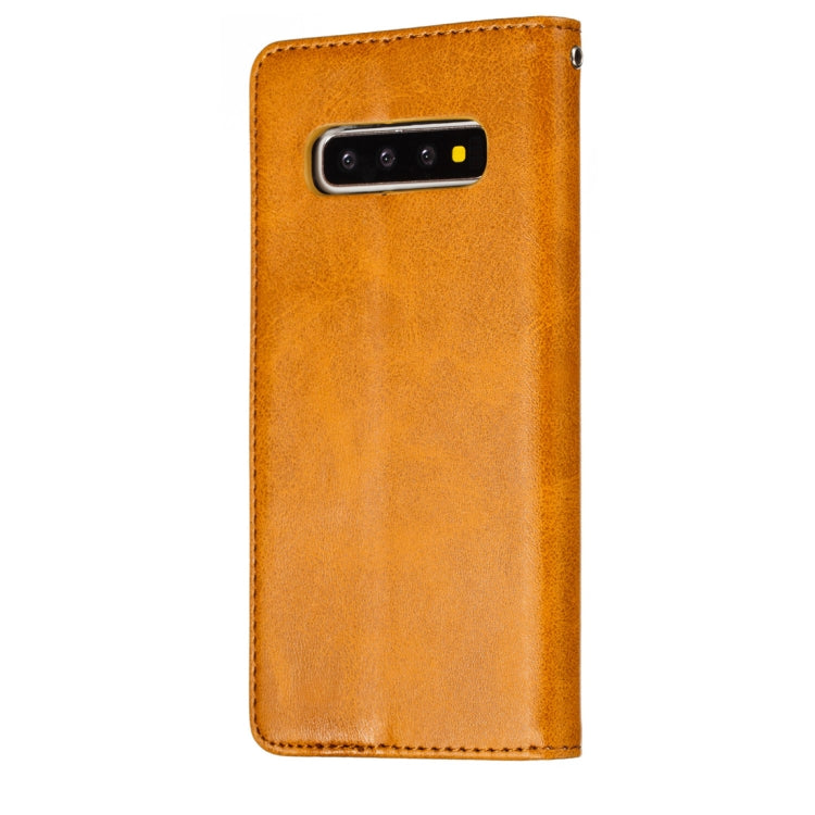 Calf Texture Zipper Magnetic Horizontal Flip Leather Case for Galaxy S10+, with Wallet & Holder & Card Slots