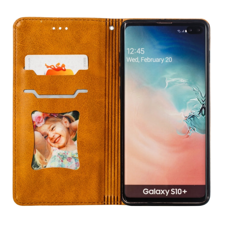 Calf Texture Zipper Magnetic Horizontal Flip Leather Case for Galaxy S10+, with Wallet & Holder & Card Slots