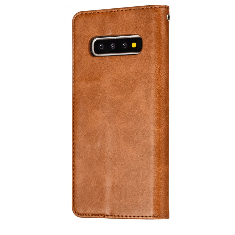 Calf Texture Zipper Magnetic Horizontal Flip Leather Case for Galaxy S10+, with Wallet & Holder & Card Slots