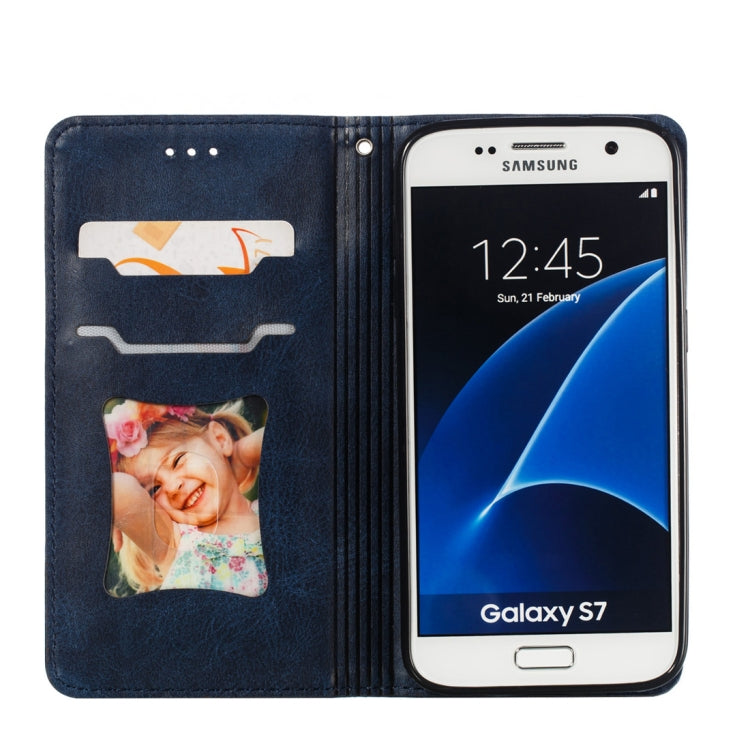 Calf Texture Zipper Magnetic Horizontal Flip Leather Case for Galaxy S7, with Wallet & Holder & Card Slots