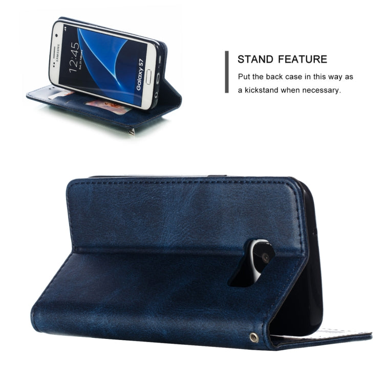 Calf Texture Zipper Magnetic Horizontal Flip Leather Case for Galaxy S7, with Wallet & Holder & Card Slots