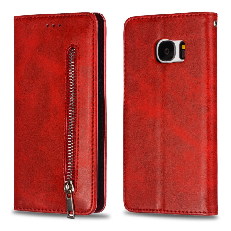 Calf Texture Zipper Magnetic Horizontal Flip Leather Case for Galaxy S7, with Wallet & Holder & Card Slots