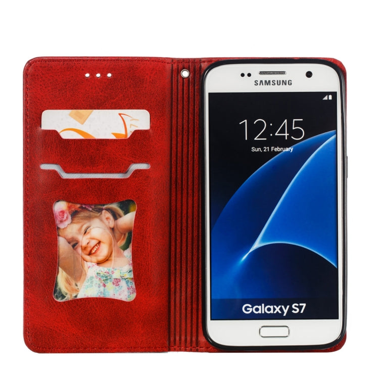 Calf Texture Zipper Magnetic Horizontal Flip Leather Case for Galaxy S7, with Wallet & Holder & Card Slots