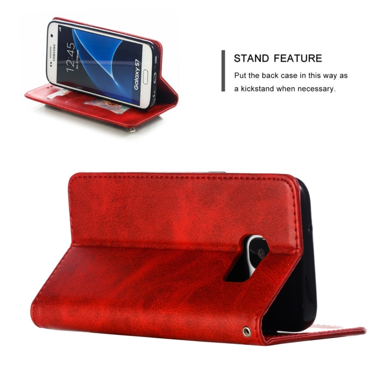 Calf Texture Zipper Magnetic Horizontal Flip Leather Case for Galaxy S7, with Wallet & Holder & Card Slots