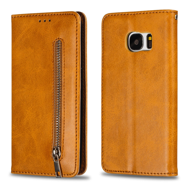 Calf Texture Zipper Magnetic Horizontal Flip Leather Case for Galaxy S7, with Wallet & Holder & Card Slots