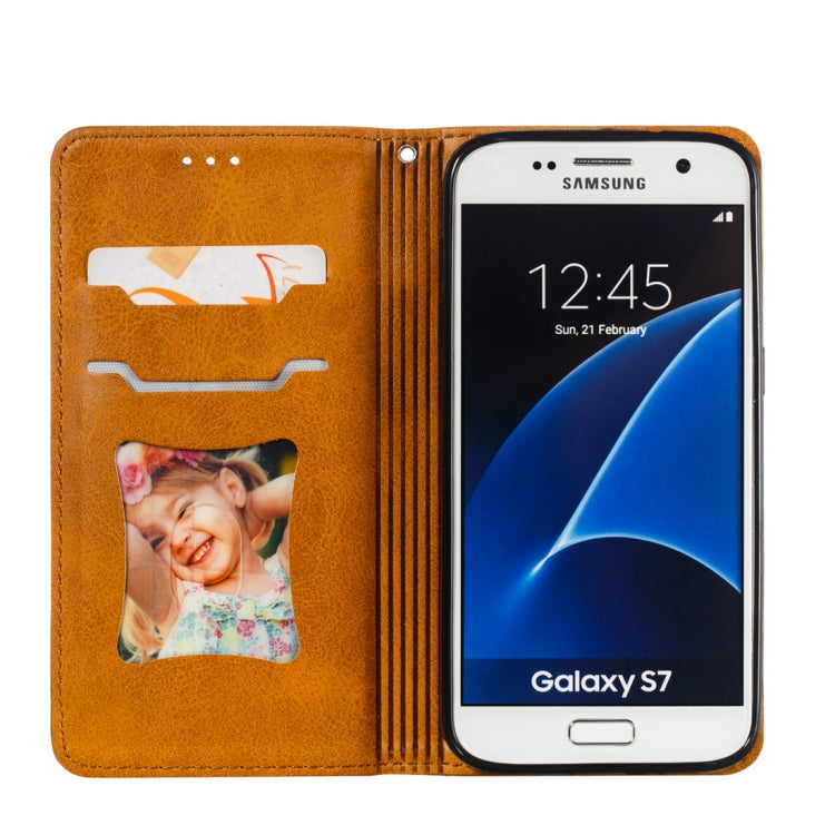 Calf Texture Zipper Magnetic Horizontal Flip Leather Case for Galaxy S7, with Wallet & Holder & Card Slots