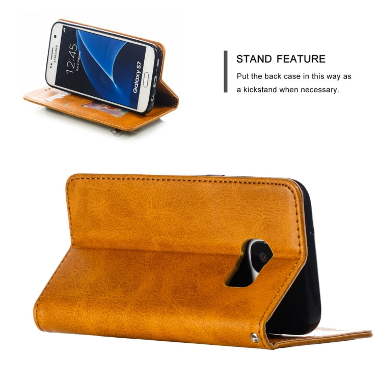 Calf Texture Zipper Magnetic Horizontal Flip Leather Case for Galaxy S7, with Wallet & Holder & Card Slots