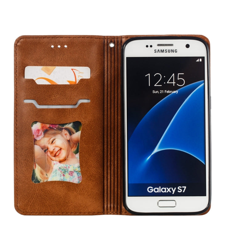 Calf Texture Zipper Magnetic Horizontal Flip Leather Case for Galaxy S7, with Wallet & Holder & Card Slots