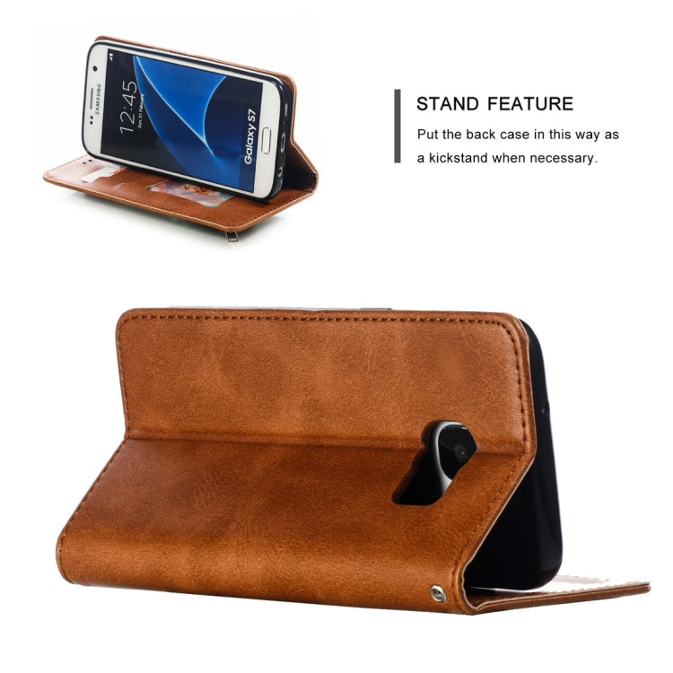 Calf Texture Zipper Magnetic Horizontal Flip Leather Case for Galaxy S7, with Wallet & Holder & Card Slots