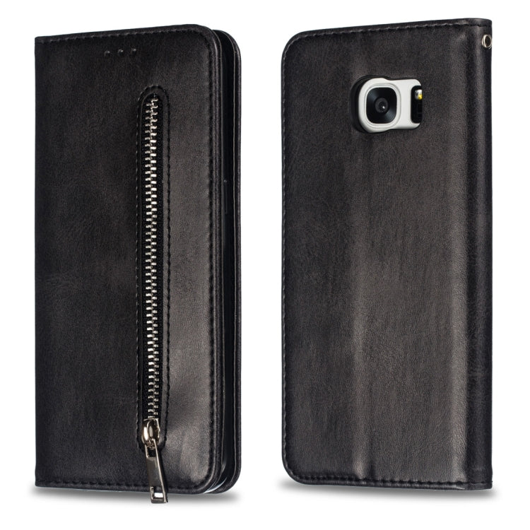 Calf Texture Zipper Magnetic Horizontal Flip Leather Case for Galaxy S7 Edge, with Wallet & Holder & Card Slots