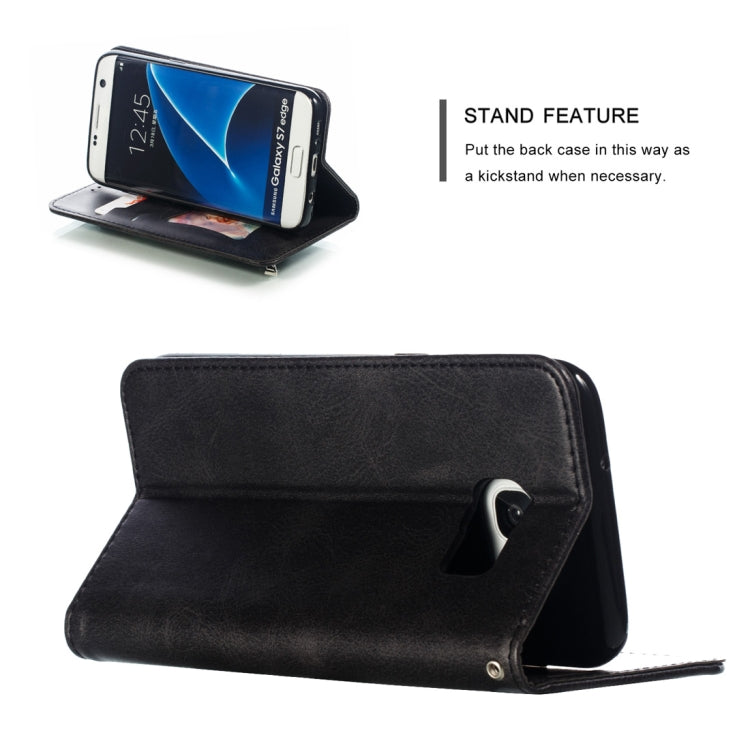 Calf Texture Zipper Magnetic Horizontal Flip Leather Case for Galaxy S7 Edge, with Wallet & Holder & Card Slots