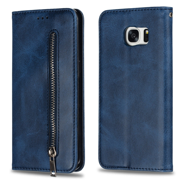 Calf Texture Zipper Magnetic Horizontal Flip Leather Case for Galaxy S7 Edge, with Wallet & Holder & Card Slots