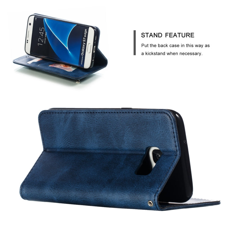 Calf Texture Zipper Magnetic Horizontal Flip Leather Case for Galaxy S7 Edge, with Wallet & Holder & Card Slots