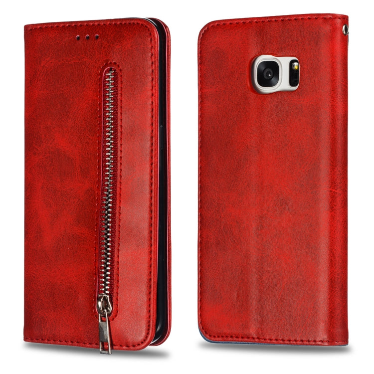 Calf Texture Zipper Magnetic Horizontal Flip Leather Case for Galaxy S7 Edge, with Wallet & Holder & Card Slots