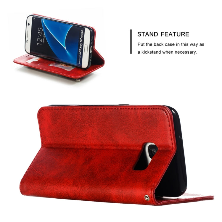 Calf Texture Zipper Magnetic Horizontal Flip Leather Case for Galaxy S7 Edge, with Wallet & Holder & Card Slots