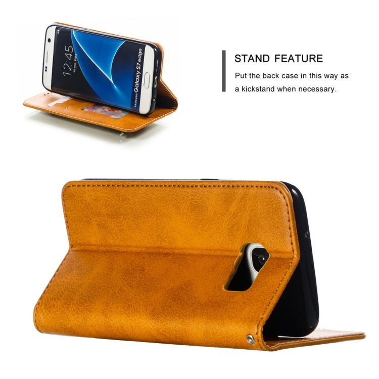 Calf Texture Zipper Magnetic Horizontal Flip Leather Case for Galaxy S7 Edge, with Wallet & Holder & Card Slots