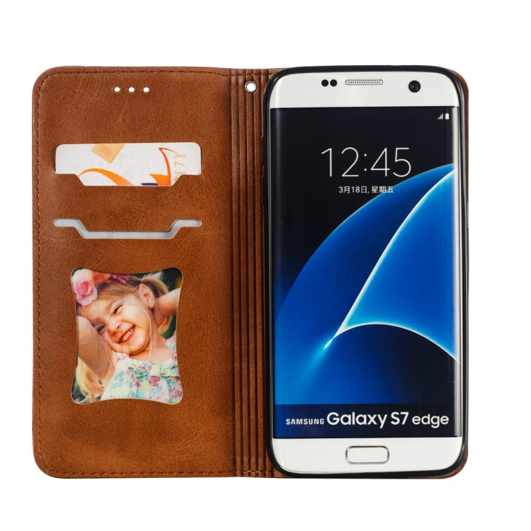 Calf Texture Zipper Magnetic Horizontal Flip Leather Case for Galaxy S7 Edge, with Wallet & Holder & Card Slots