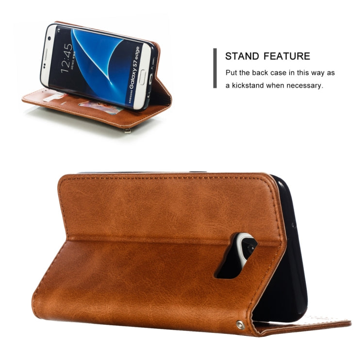 Calf Texture Zipper Magnetic Horizontal Flip Leather Case for Galaxy S7 Edge, with Wallet & Holder & Card Slots