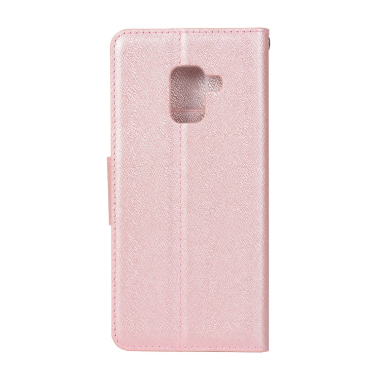For Galaxy A8 (2018) Silk Texture Horizontal Flip Leather Case with Holder & Card slots & Wallet & Photo Frame