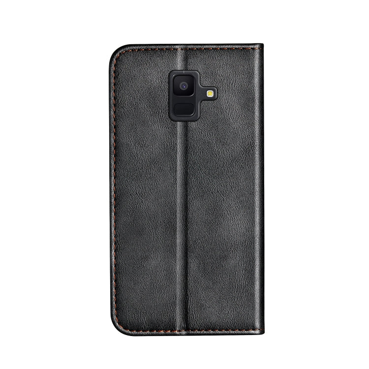 Business Solid Color Stitching Horizontal Flip Leather Case for Galaxy A6 (2018), with Holder & Card Slots & Wallet & Lanyard