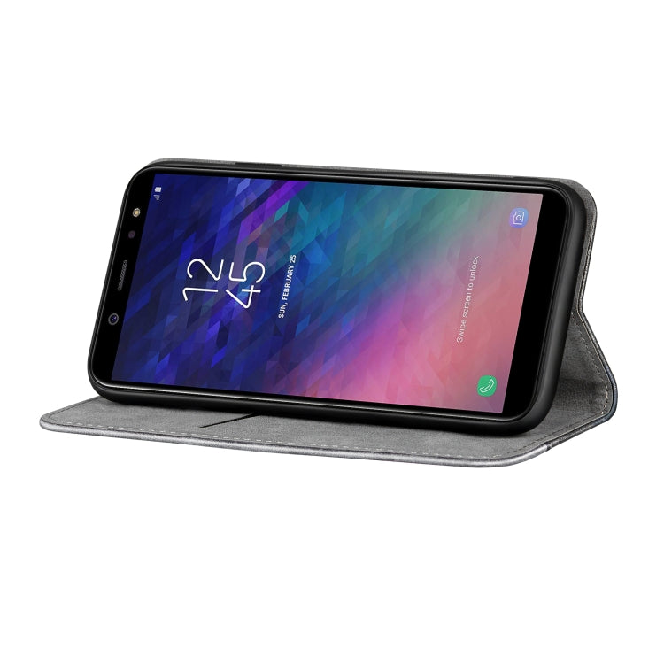 Business Solid Color Stitching Horizontal Flip Leather Case for Galaxy A6 (2018), with Holder & Card Slots & Wallet & Lanyard