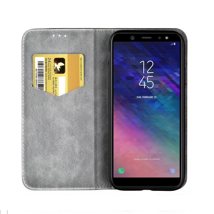 Business Solid Color Stitching Horizontal Flip Leather Case for Galaxy A6 (2018), with Holder & Card Slots & Wallet & Lanyard