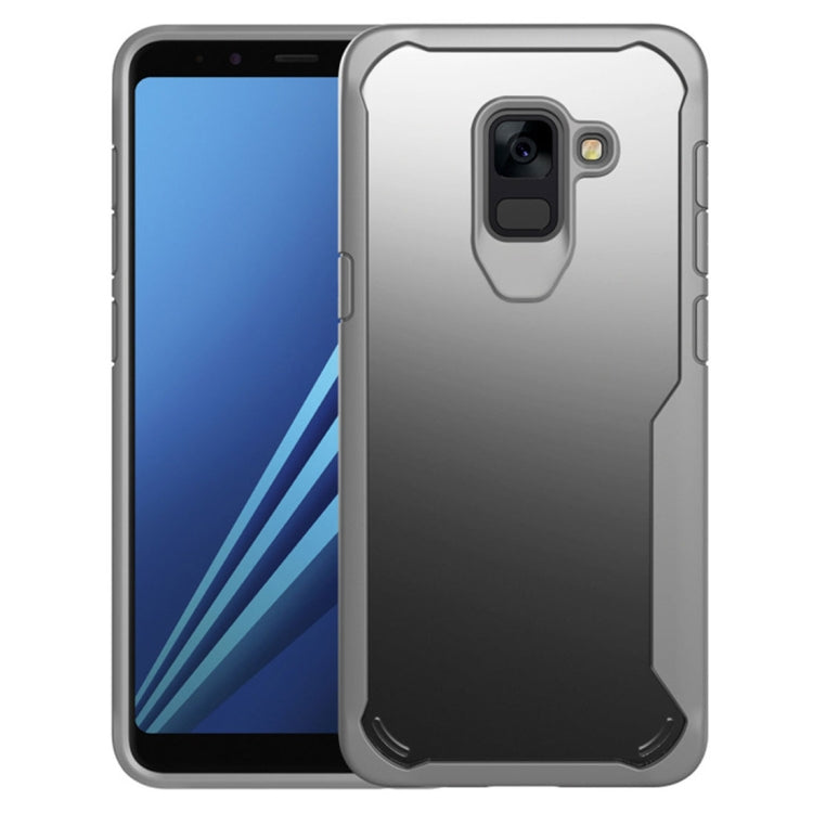 For Samsung  Galaxy A8+ (2018) Transparent PC + TPU Full Coverage Shockproof Protective Back Case (Grey)