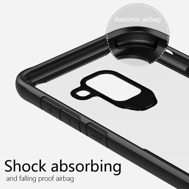 For Samsung  Galaxy A8+ (2018) Transparent PC + TPU Full Coverage Shockproof Protective Back Case (Grey)