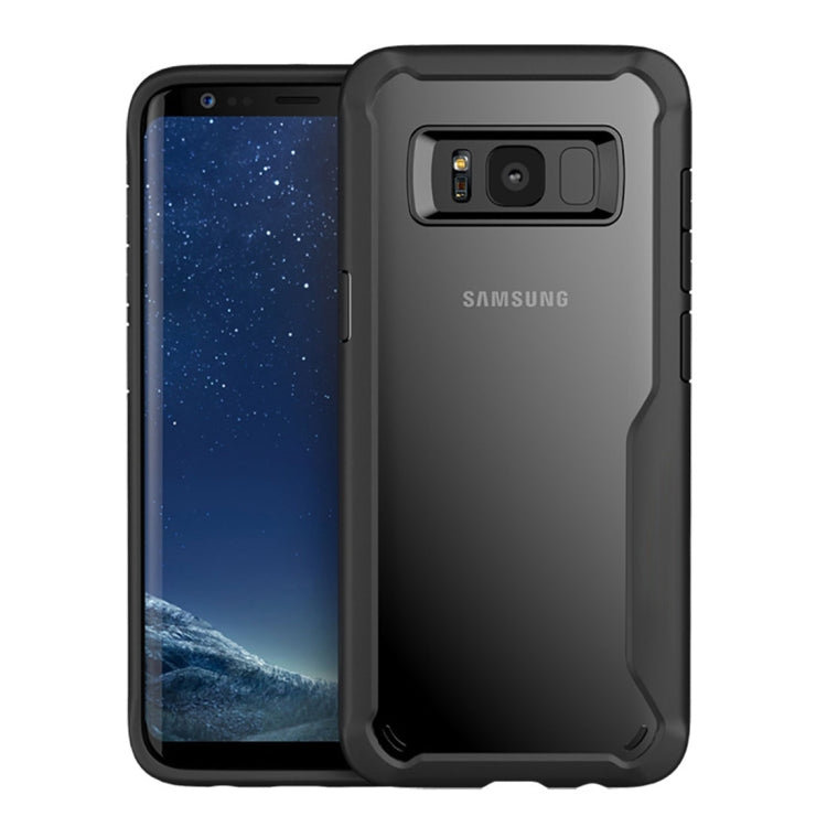 For Galaxy S8 Transparent PC + TPU Full Coverage Shockproof Protective Back Case(Black)