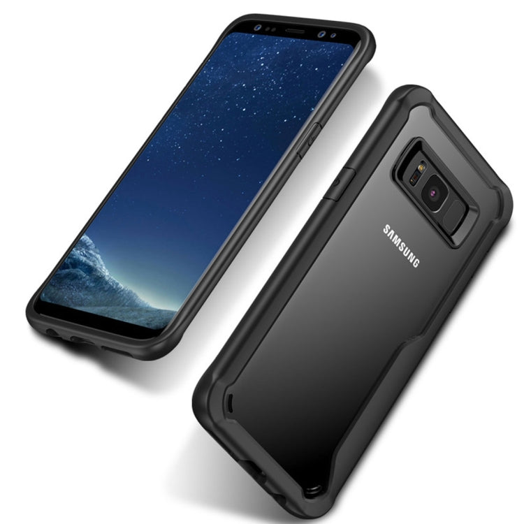For Galaxy S8 Transparent PC + TPU Full Coverage Shockproof Protective Back Case(Black)