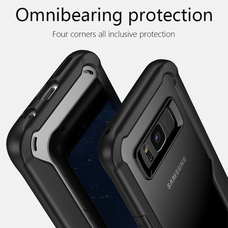 For Galaxy S8 Transparent PC + TPU Full Coverage Shockproof Protective Back Case(Black)