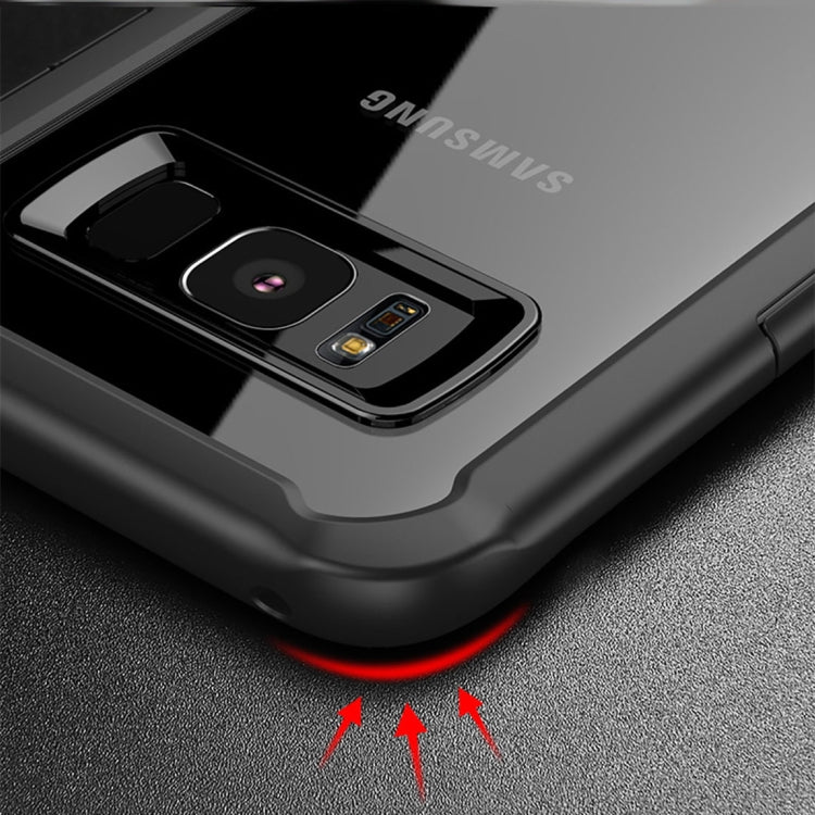 For Galaxy S8 Transparent PC + TPU Full Coverage Shockproof Protective Back Case(Black)