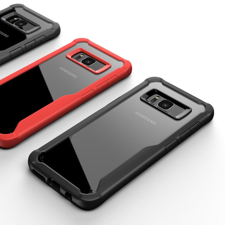For Galaxy S8 + / G955 Transparent PC + TPU Full Coverage Shockproof Protective Back Case (Red)
