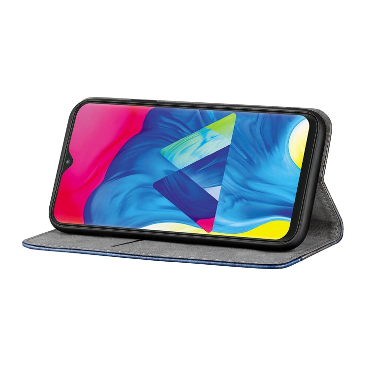 Business Solid Color Stitching Horizontal Flip Leather Case for Galaxy A10, with Holder & Card Slots & Wallet & Lanyard