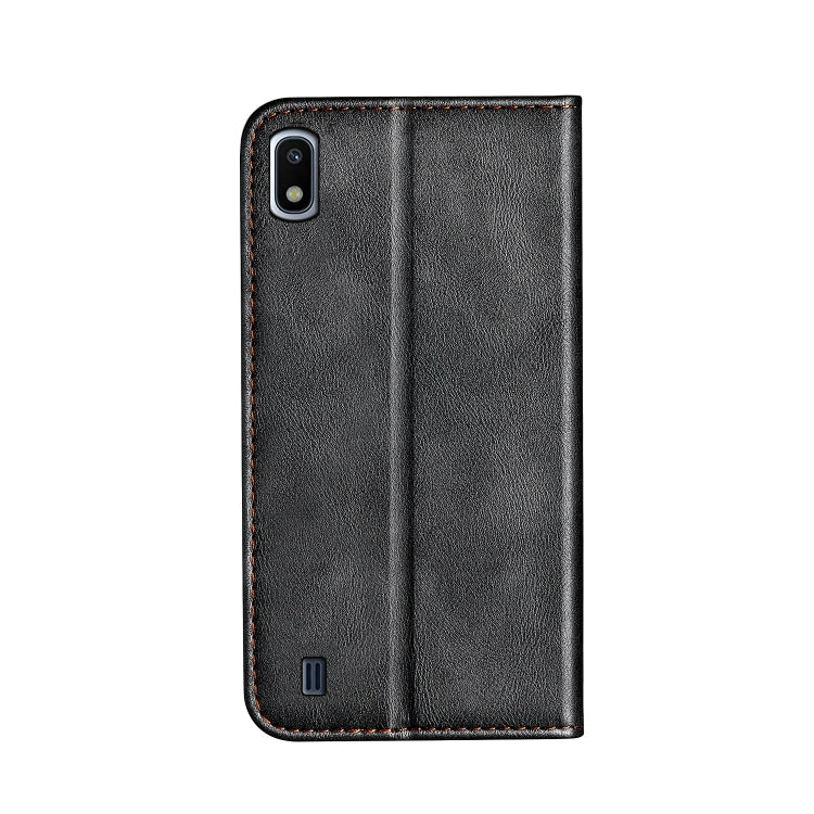 Business Solid Color Stitching Horizontal Flip Leather Case for Galaxy A10, with Holder & Card Slots & Wallet & Lanyard
