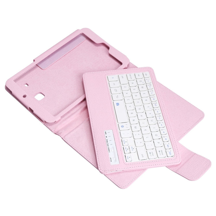 T377 For Galaxy Tab E 8.0 T377 Detachable Plastic Bluetooth Keyboard + Litchi Texture PU Leather Tablet Case with Holder