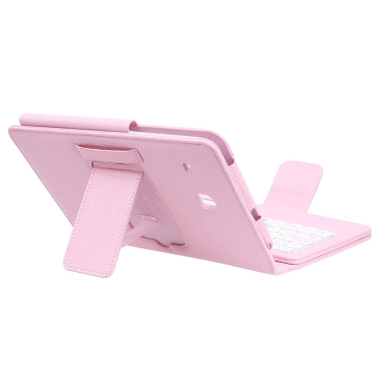 T377 For Galaxy Tab E 8.0 T377 Detachable Plastic Bluetooth Keyboard + Litchi Texture PU Leather Tablet Case with Holder