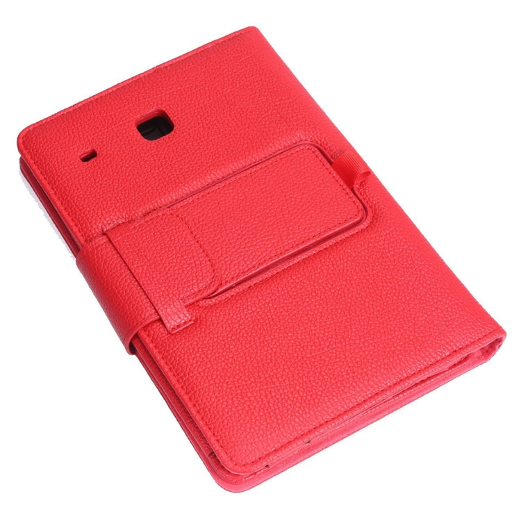 T377 For Galaxy Tab E 8.0 T377 Detachable Plastic Bluetooth Keyboard + Litchi Texture PU Leather Tablet Case with Holder