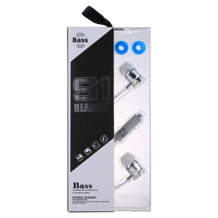 S1 Bass Stereo Sound Generally In-ear Wire Control Earphone with A Pair Earplug Sleeve, For iPhone, iPad, Galaxy, Huawei, Xiaomi, LG, HTC and Other Smartphones