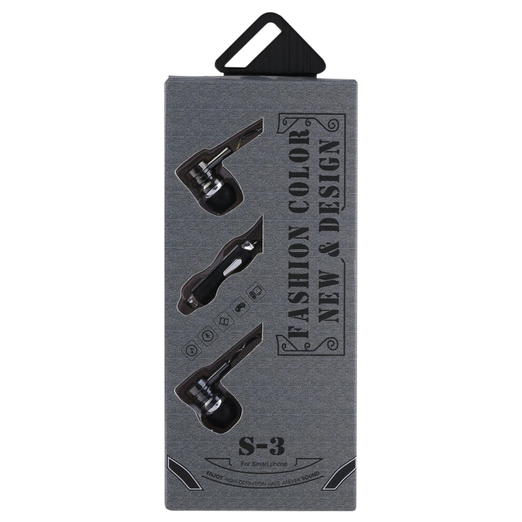 S-3 Bass Stereo Sound Generally In-ear Wire Control Earphone, For iPhone, iPad, Galaxy, Huawei, Xiaomi, LG, HTC and Other Smartphones